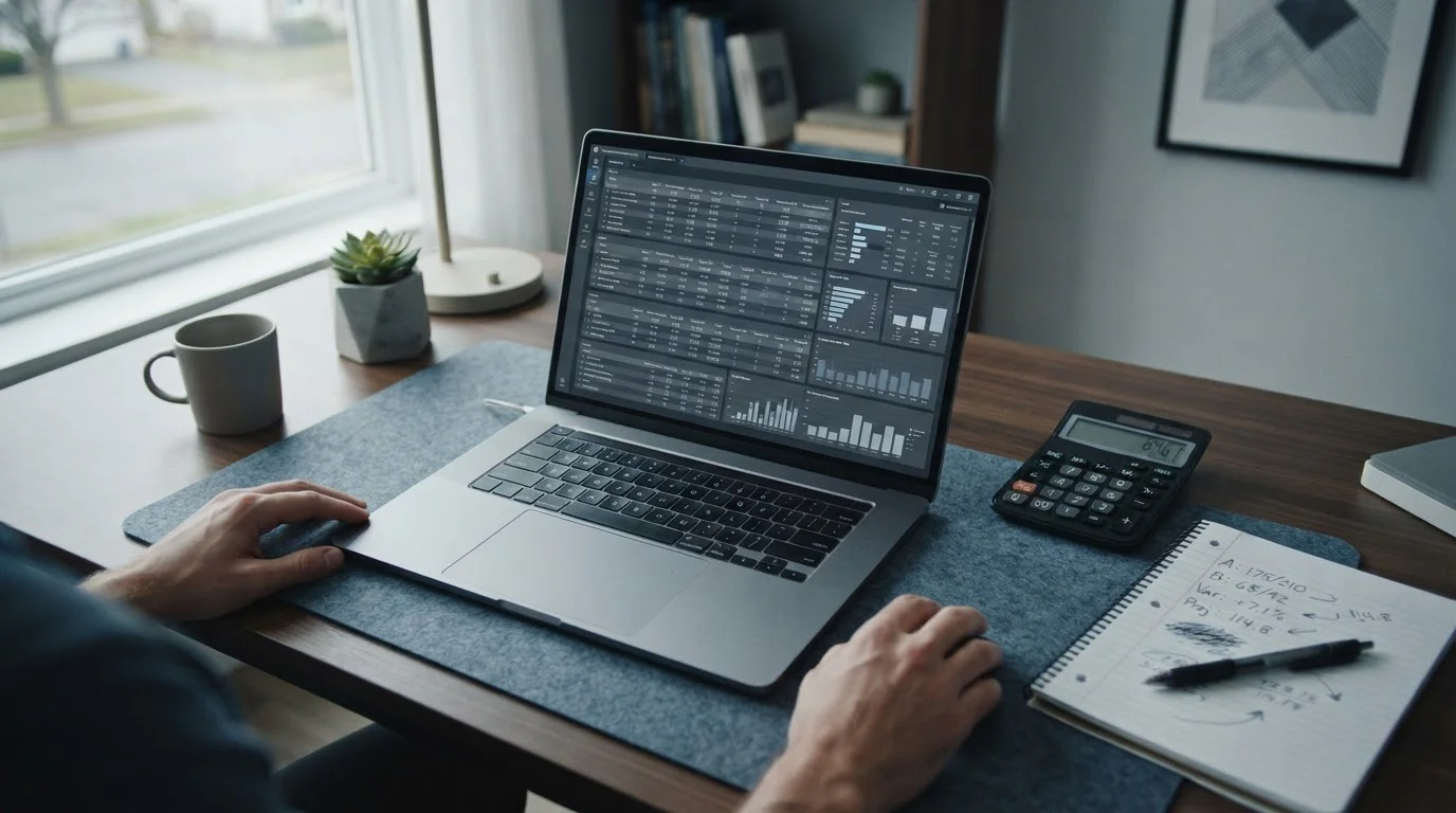 Sportstatistiken und Wettquoten-Analyse auf einem Laptop-Bildschirm