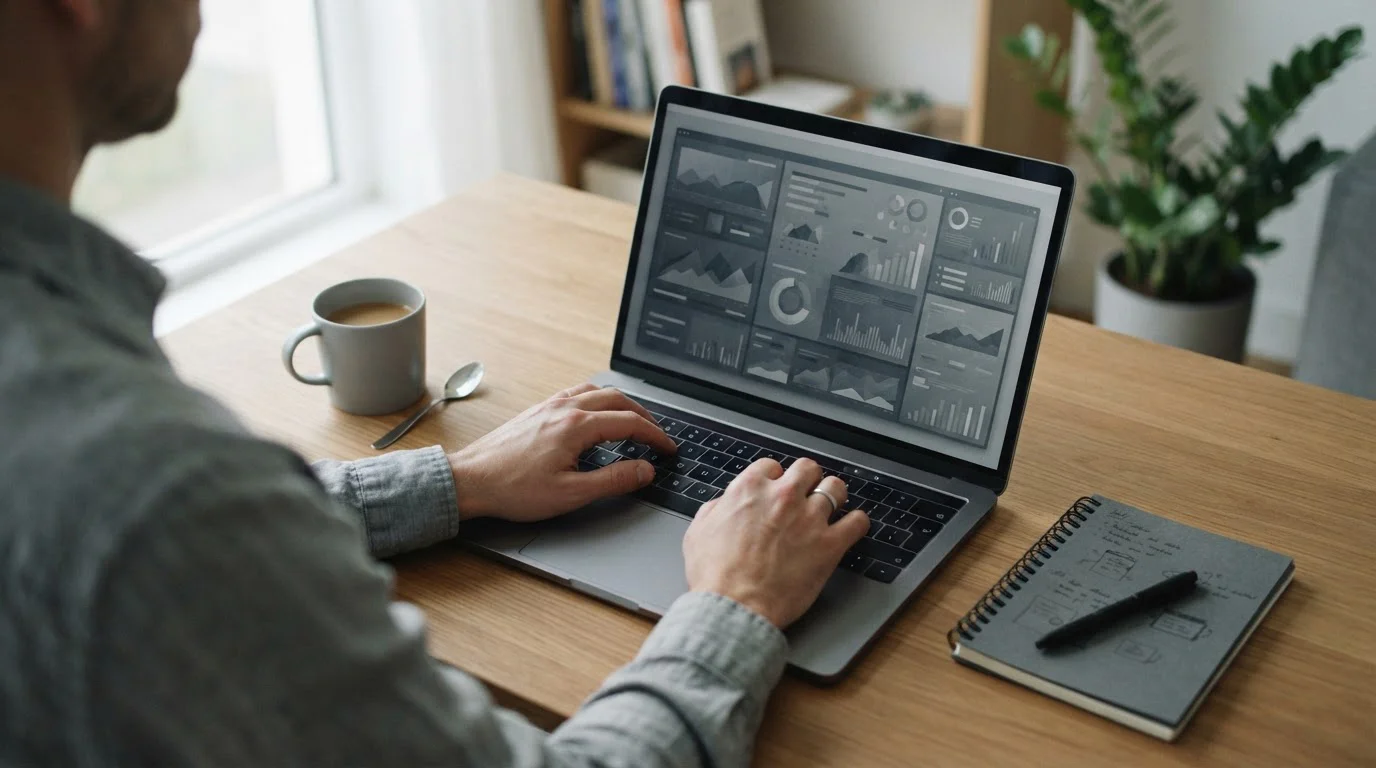 Person überprüft Sportwetten-Bonusbedingungen auf einem Laptop